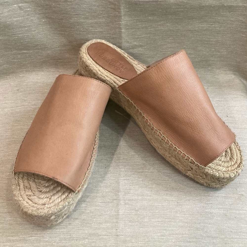 LITTLE BURGUNDY Sz 10 Slip On Platform Slip On Espadrilles Sole  Flats Slides